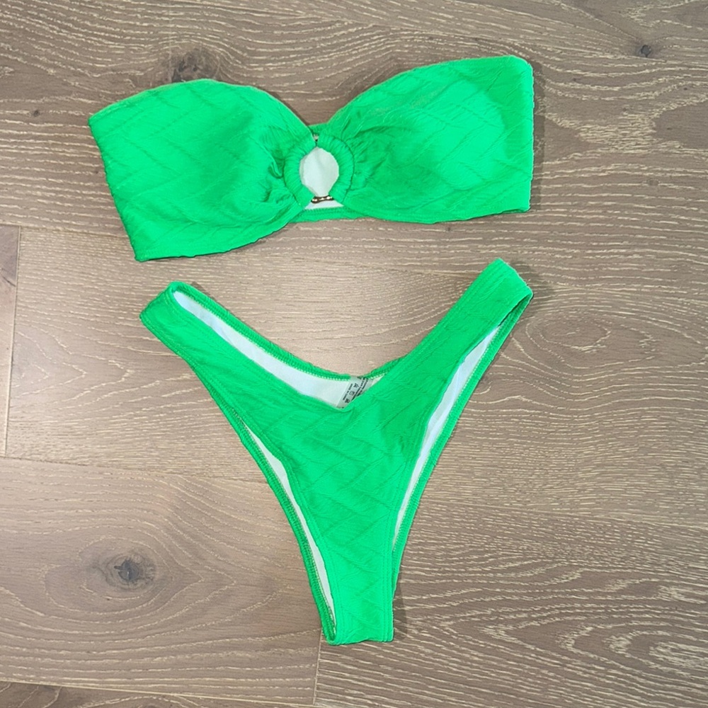 SHEIN Green Bandeau Bikini Set size S